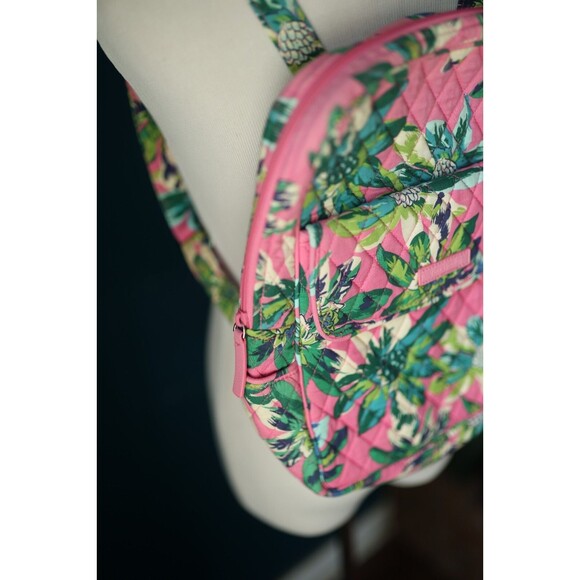 Vera Bradley Campus Backpack Quilted Tropical Paradise Pink Floral Zip Pocket main image 7